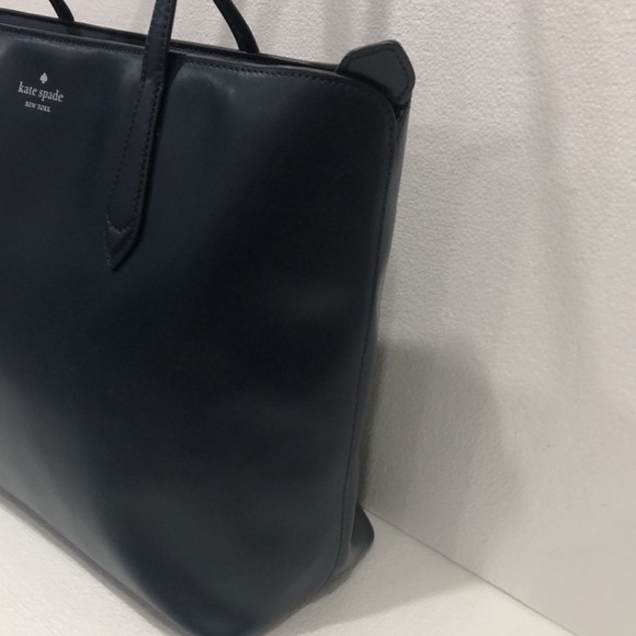 Kate Spade Navy Blue Leather Tote EUC - Picture 3 of 13